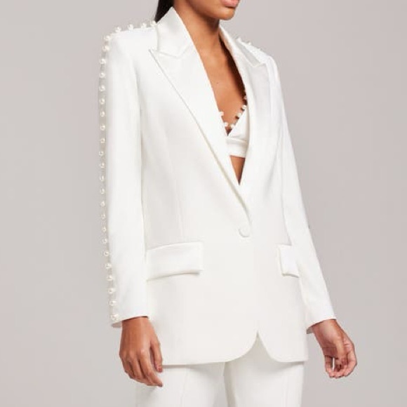 Nadine Merabi Charlotte White Pearl Blazer - Picture 1 of 9